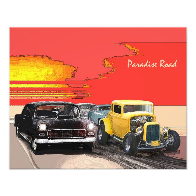 American Graffiti "Paradise Road" Drag Race Scene Fotodruck (Vorne)