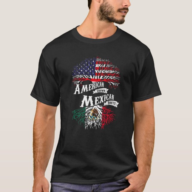 American Grove Mexican Roots Mexico Flag T-Shirt (Vorderseite)