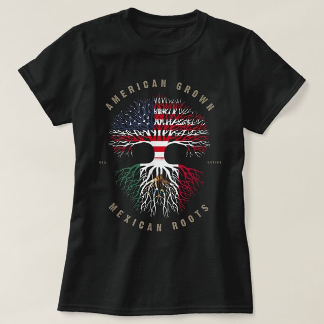 American Grove Mexican Roots Mexico Flag T-Shirt (Design vorne)