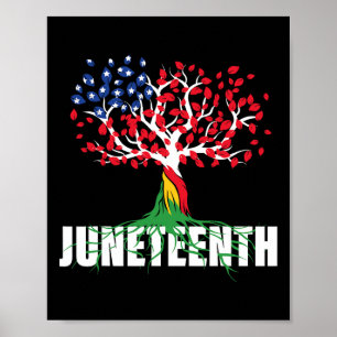 American Grown African Root Tree Juneteente Black Poster