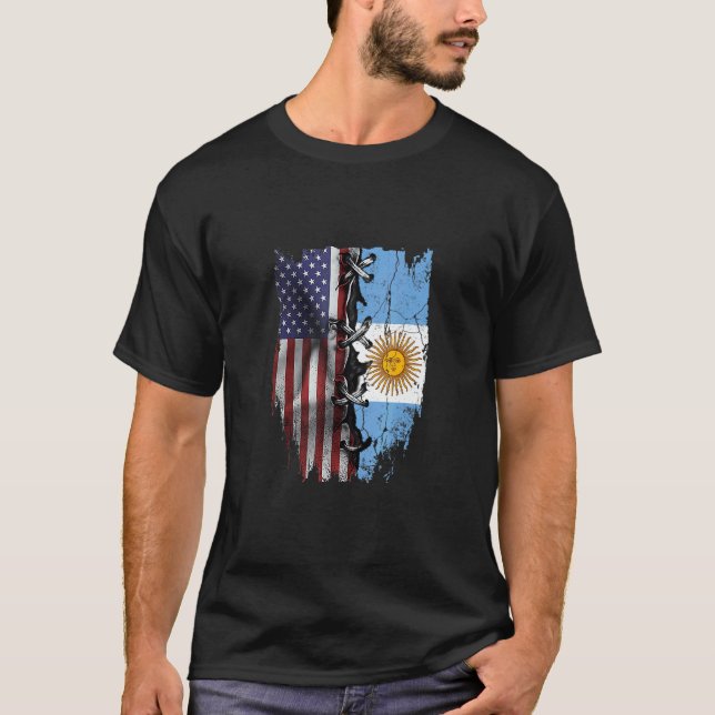 American Grown Argentinian Roots USA Argentina Fla T-Shirt (Vorderseite)