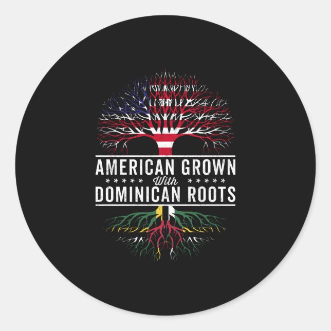 American Grown Dominican Roots Flag Runder Aufkleber (Vorderseite)