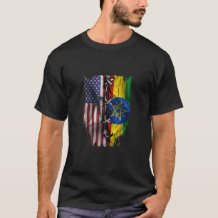 American Grown Ethiopian Roots USA Äthiopische Fla T-Shirt