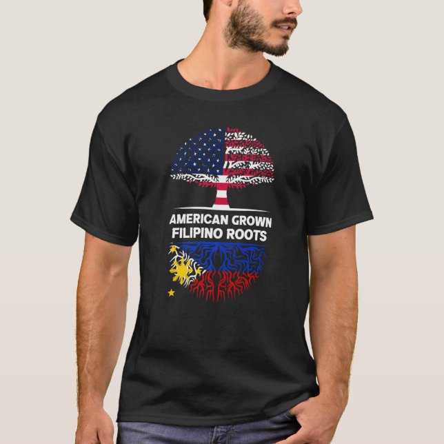 American Grown Filipino Roots USA Philippinen Ance T-Shirt (Vorderseite)