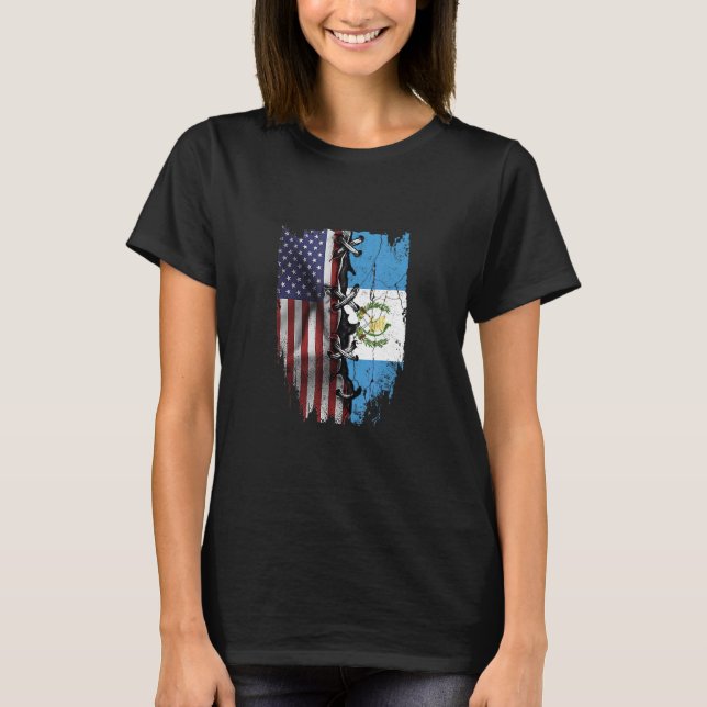 American Grown Guatemalan Roots USA Guatemala Flag T-Shirt (Vorderseite)