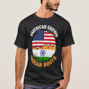 American Grown Indian Roots Vintag Flags for Men T-Shirt