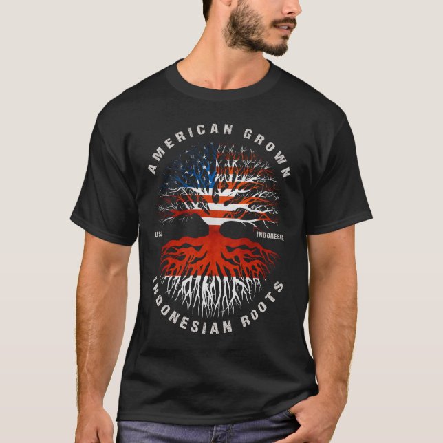 American Grown Indonesia Roots Indonesia Flag T-S T-Shirt (Vorderseite)