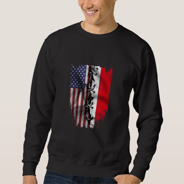 American Grown Indonesian Roots USA Indonesia Flag Sweatshirt (Vorderseite)
