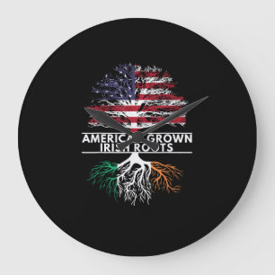 American Grown Irish Roots Flag Ireland ST. PATRIC Große Wanduhr