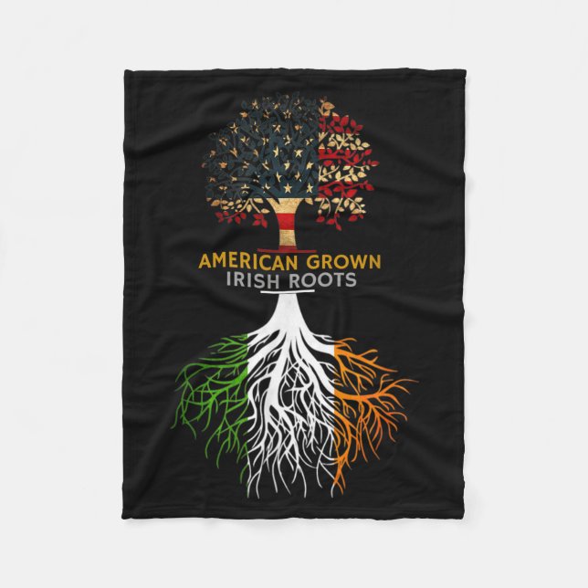 American Grown Irish Roots Ireland And Usa Flags  Fleecedecke (Vorderseite)