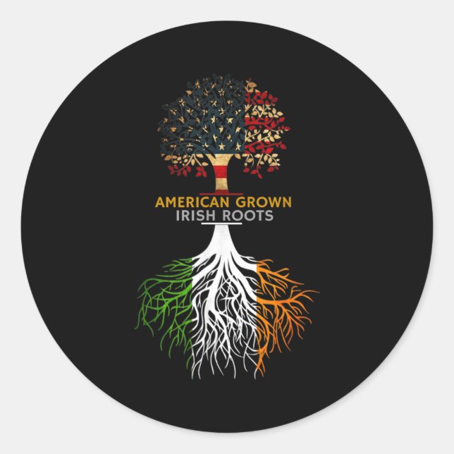 American Grown Irish Roots Ireland And Usa Flags  Runder Aufkleber (Vorderseite)