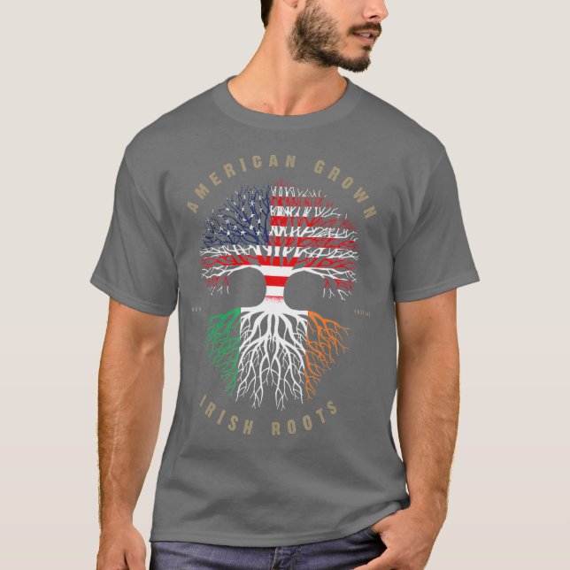 American Grown Irish Roots Ireland Flag T-Shirt (Vorderseite)