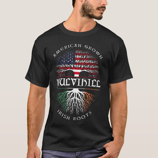 American Grown Irish Roots MULVIHILL Irish Name T-Shirt (Vorderseite)