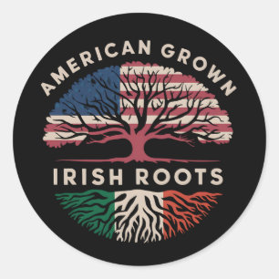 American Grown Irish Roots St Patrick's Day Runder Aufkleber