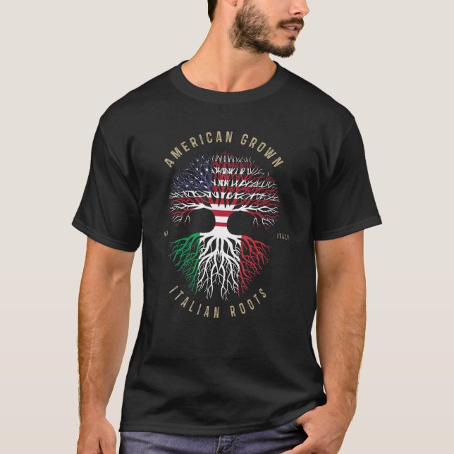 American Grown Italian Roots America Flag Italien  T-Shirt (Vorderseite)