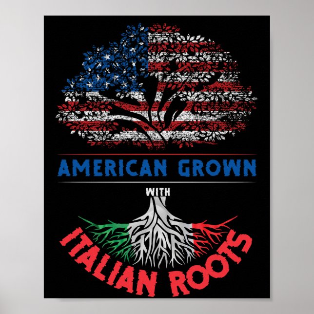 American Grown Italian Roots USA Flag Venezuela Poster (Vorne)