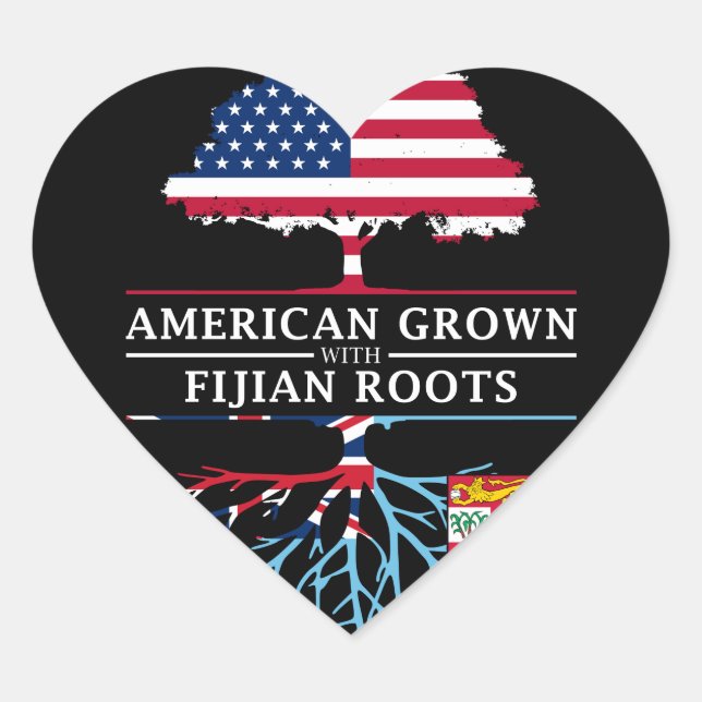 American Grown mit Fijian Roots Fiji Design Herz-Aufkleber (Vorderseite)