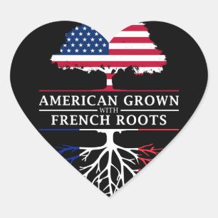 American Grown mit French Roots France Design Herz-Aufkleber