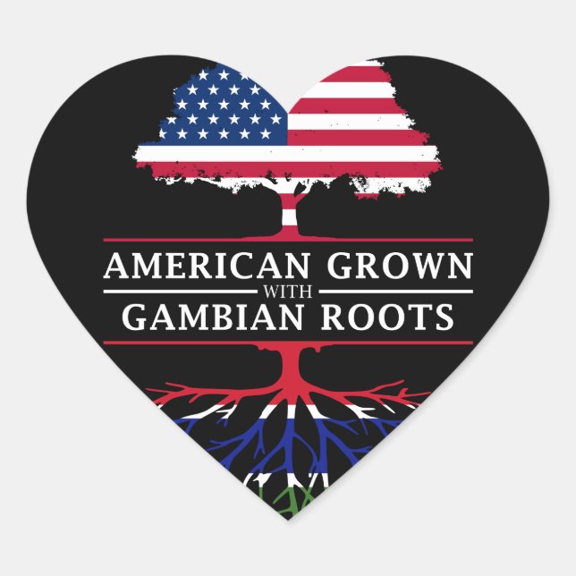 American Grown mit Gambian Roots Gambia Design Herz-Aufkleber (Vorderseite)