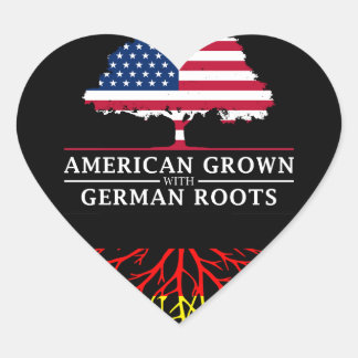 American Grown mit German Roots Germany Design Herz-Aufkleber