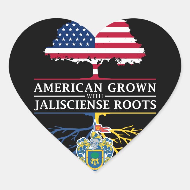 American Grown mit Jalisciense Roots Jalisco Herz-Aufkleber (Vorderseite)