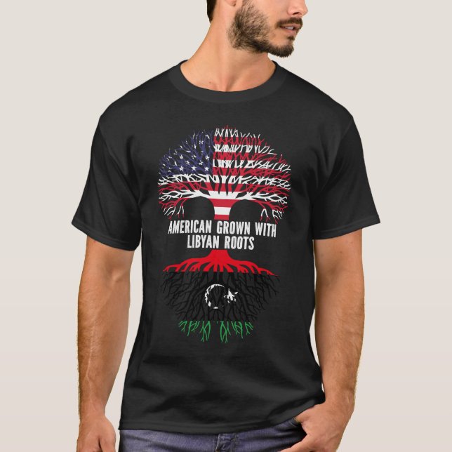 American Grown mit libyscher Roots USA Flag T-Shirt (Vorderseite)