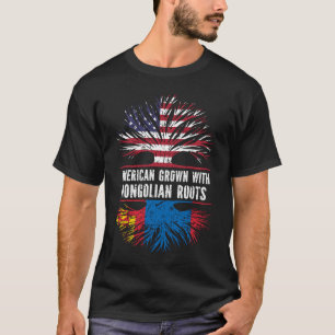 American Grown mit Mongolian Roots USA Flag T-Shirt