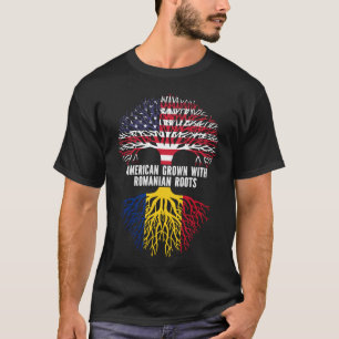 American Grown mit rumänischer Roots USA Flag T-Shirt