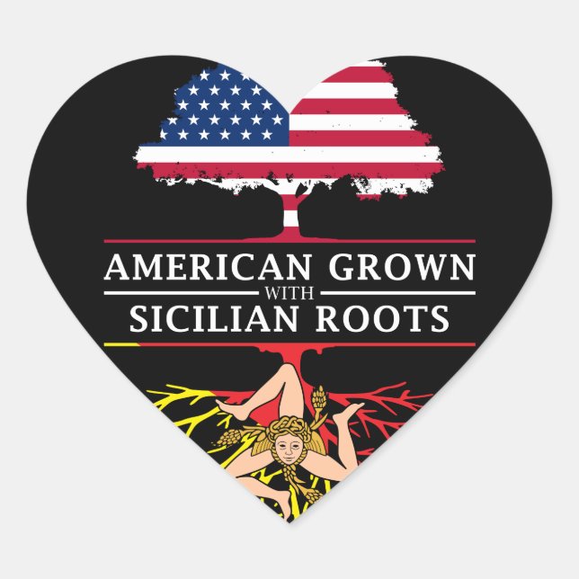 American Grown mit sizilianischen Roots Sizilien D Herz-Aufkleber (Vorderseite)