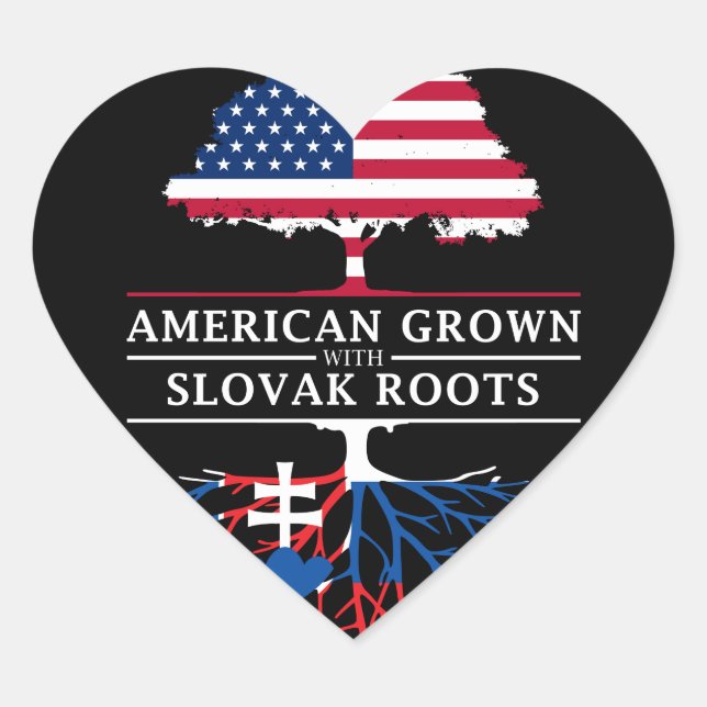 American Grown mit Slovak Roots Slovakia Design Herz-Aufkleber (Vorderseite)