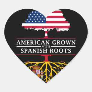 American Grown mit Spanish Roots Spain Design Herz-Aufkleber
