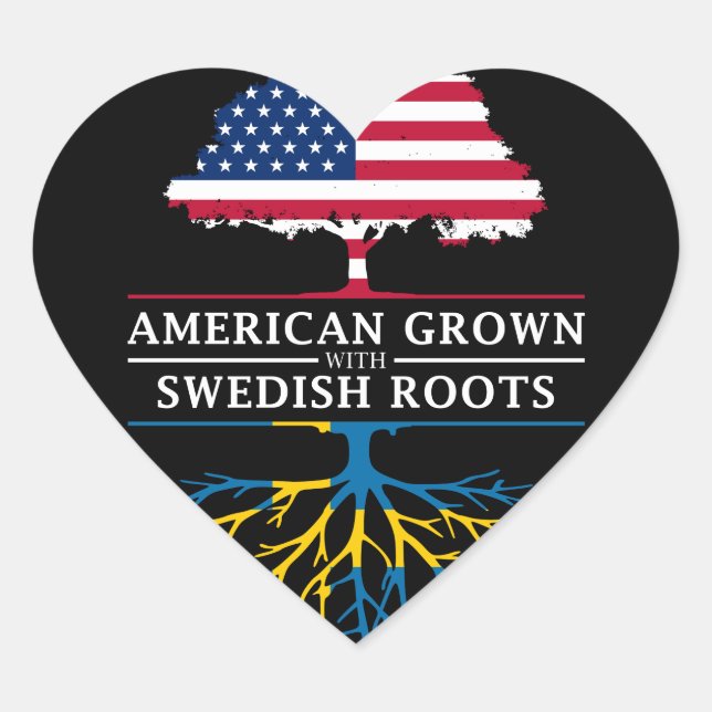 American Grown mit Swedish Roots Sweden Design Herz-Aufkleber (Vorderseite)