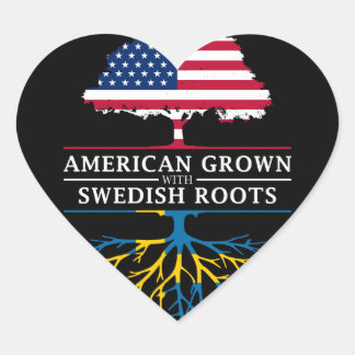 American Grown mit Swedish Roots Sweden Design Herz-Aufkleber