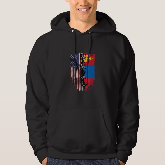 American Grown Mongolian Roots USA Mongolia Flag Hoodie (Vorderseite)