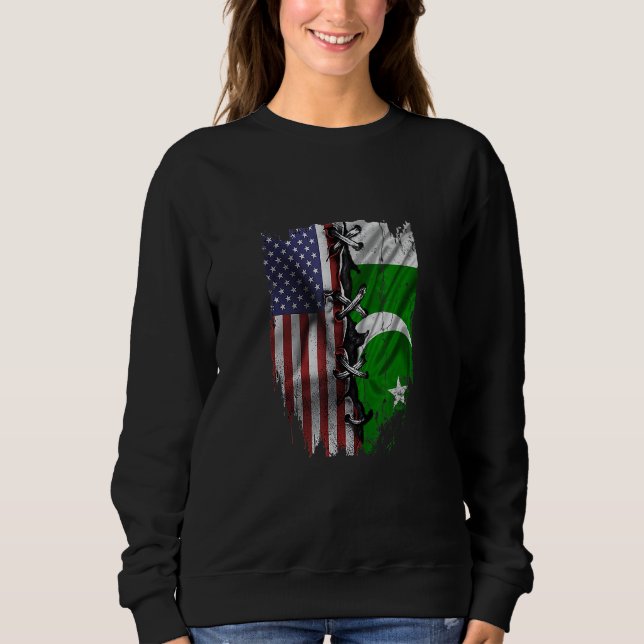 American Grown Pakistani Roots USA Pakistan Flag Sweatshirt (Vorderseite)