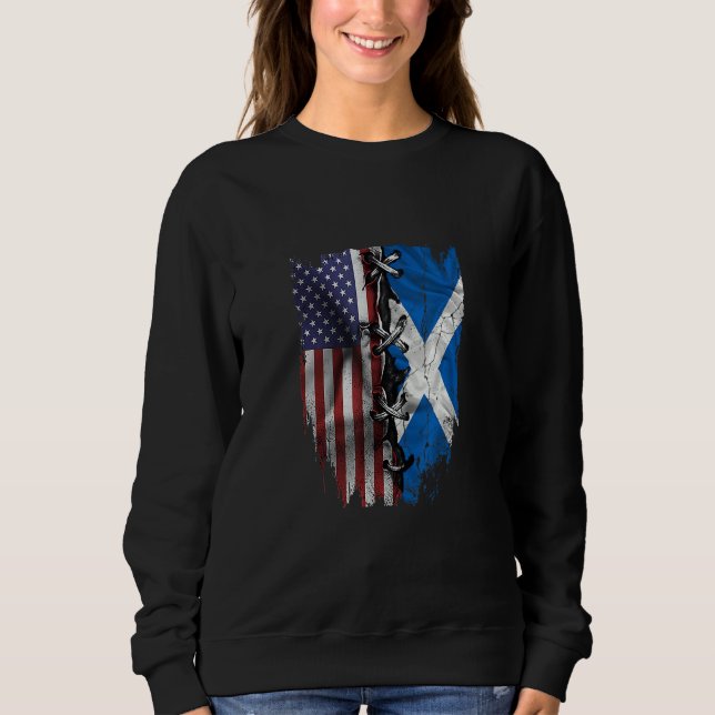 American Grown Scottish Roots USA Scotland Flag Sweatshirt (Vorderseite)
