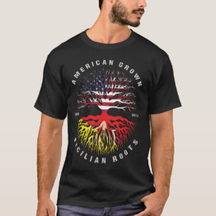 American Grown Sicilian Roots Sicily Flag T-Shirt