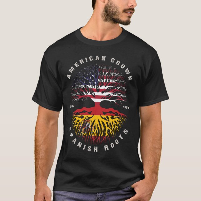 American Grown Spanish Roots Spain Flag T-Shirt (Vorderseite)