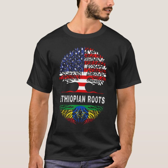 American Grown With African Roots Tree USA Flag Et T-Shirt (Vorderseite)