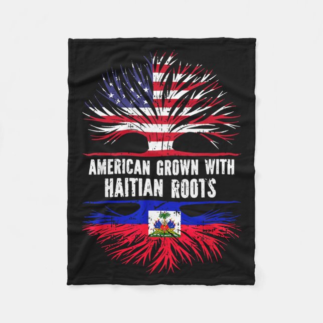 American Grown With Haitian Roots Usa Flag Haiti  Fleecedecke (Vorderseite)