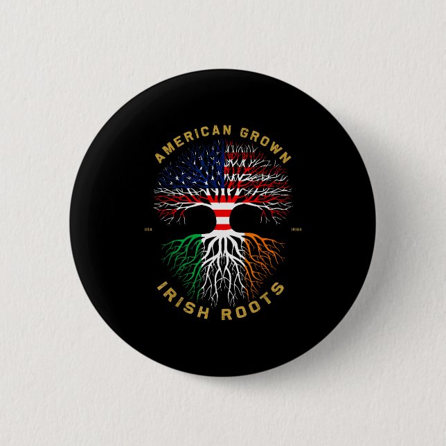 American Grown With Irish Roots Tree Usa Ireland F Button (Vorderseite)