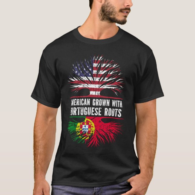 American Grown with Portuguese Roots USA Flag T-Shirt (Vorderseite)