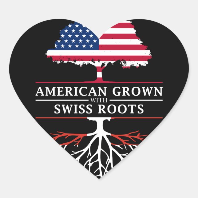 American Grown with Swiss Roots Switzerland Herz-Aufkleber (Vorderseite)