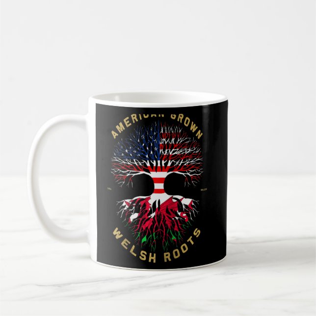 American Grown with Welsh Roots Tree USA Flag Uniq Kaffeetasse (Links)