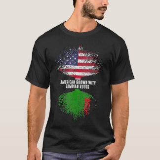American Grown with Zambian Roots USA Flag Zambia  T-Shirt