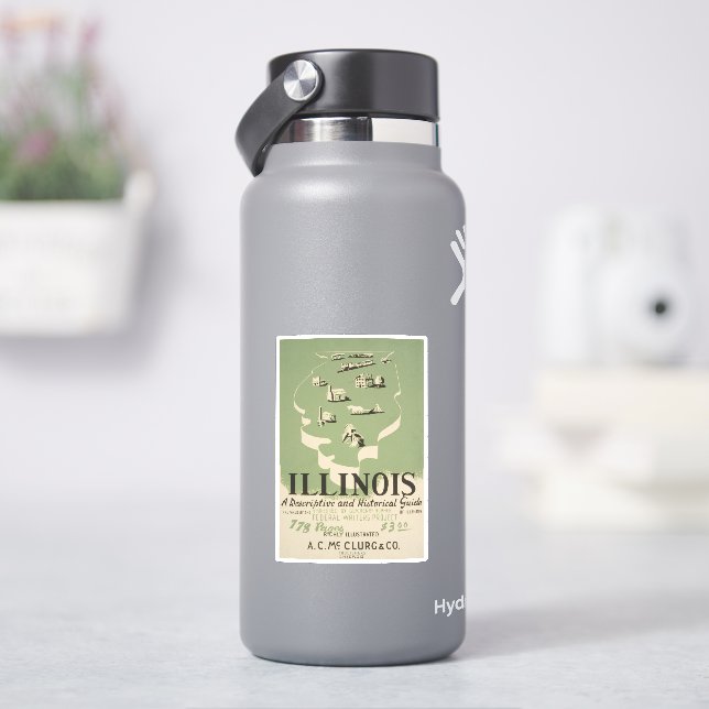 American Guide Series Volume on Illinois. Aufkleber (HydroFlask)