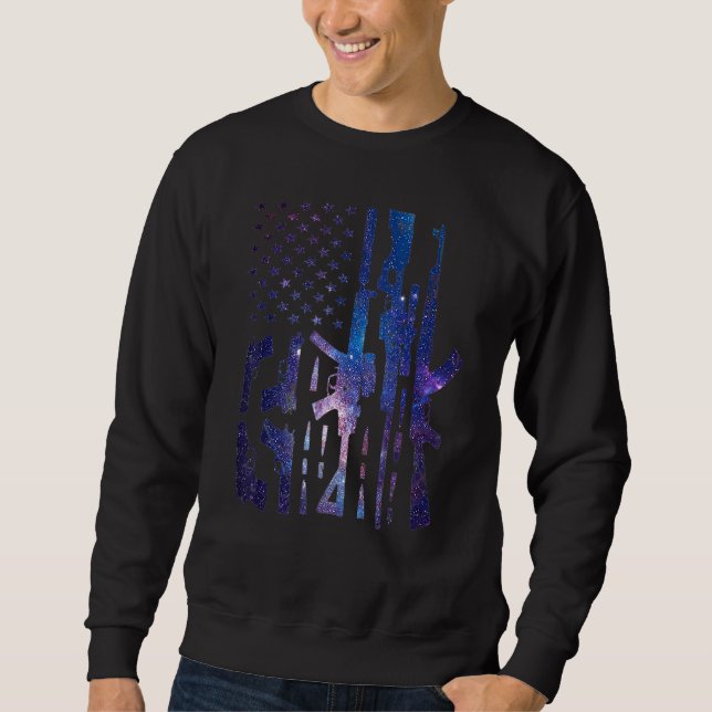 American Gun Flag Hand Gun Rifle Sniper Kugeln Di Sweatshirt (Vorderseite)