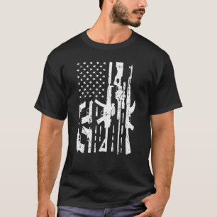 American Gun Flag Hand Gun Rifle Sniper Kugeln Di T-Shirt