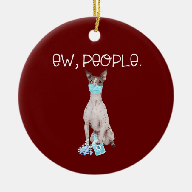 American Hairless Terrier Ew People Dog Wearing Keramik Ornament (Vorne)