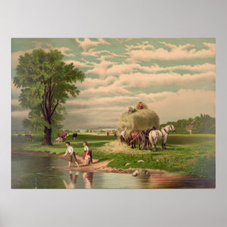 American Hay Harvest Print Poster